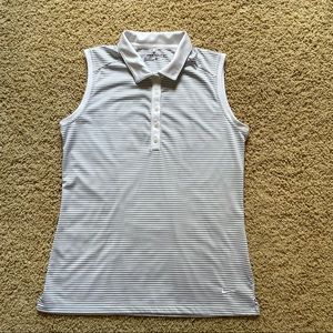 Nike sleeveless golf top, gray and white stripe with collar. Worn once. Sz Med